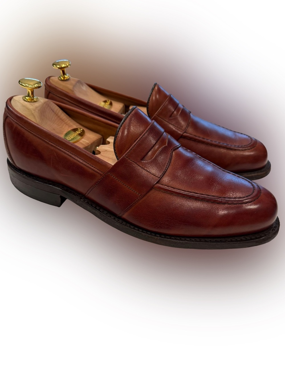 Footjoy VTG Premium Men’s Penny Loafers Brown/oxblood Made In USA EUC Sz 9.5